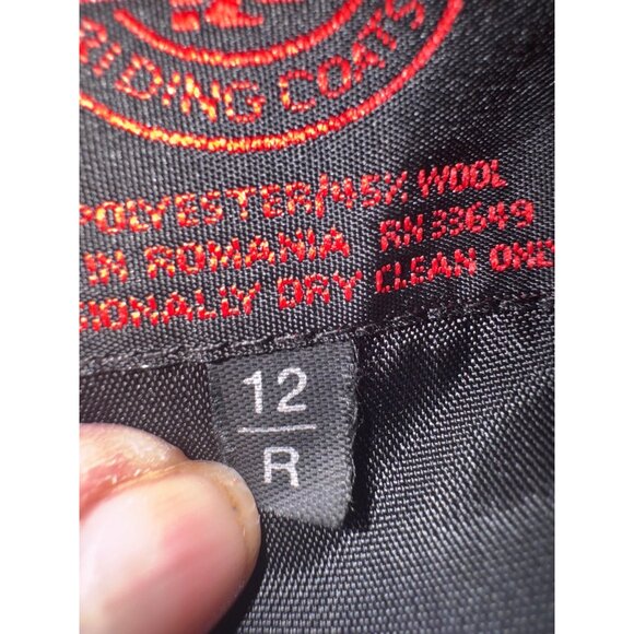 Triumph Black Riding Jacket Hunt Coat Equestrian Blazer Sz 12 Cotton Minimalist - Picture 5 of 11